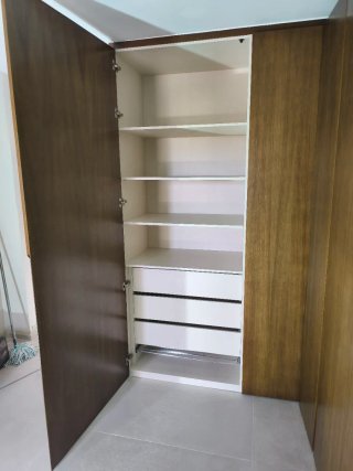 Armario modular roble y textil