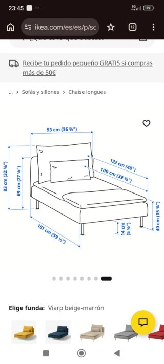Sofá Chaiselongue Ikea SÖDERHAMN