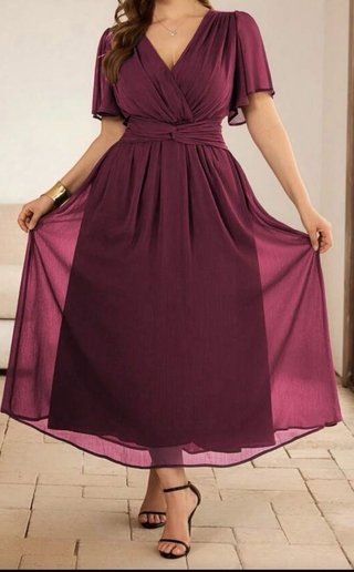 Vestido Roveilla Largo Fiesta, Granate.Talla 48-50