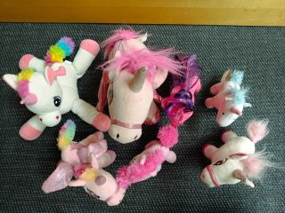 Lote 7 peluches unicornio