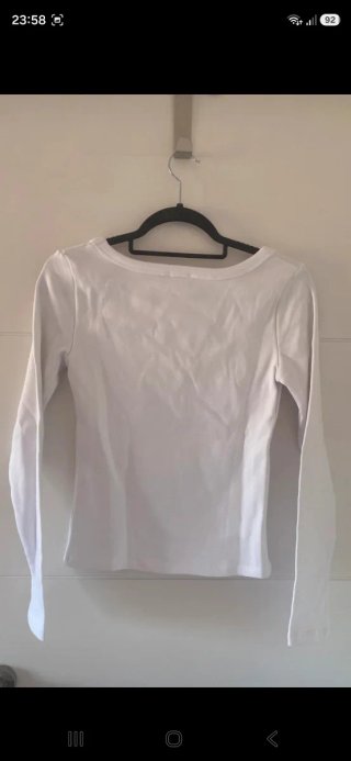 Camiseta Zara Algodón Manga Larga Blanca Talla L