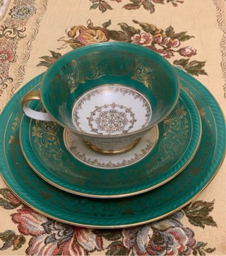 dos tazas con doble plato de porcelana Bavaria