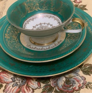 dos tazas con doble plato de porcelana Bavaria