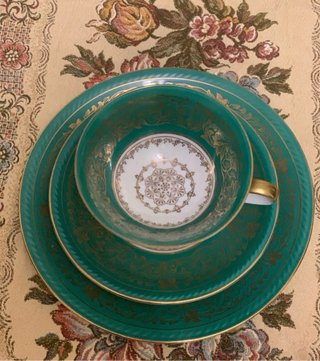 dos tazas con doble plato de porcelana Bavaria