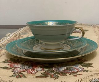 dos tazas con doble plato de porcelana Bavaria