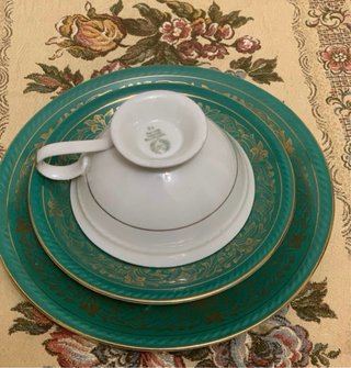 dos tazas con doble plato de porcelana Bavaria