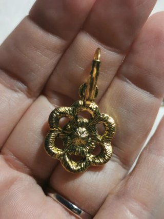 Pendientes Vintage Flor Turquesa Perla Dorados