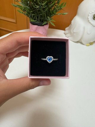 Anillo Pandora Corazón Azul Talla X