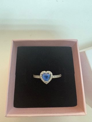 Anillo Pandora Corazón Azul Talla X