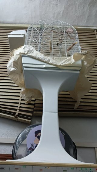 Jaula blanca para pájaros