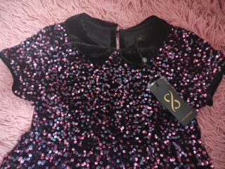 Vestido lentejuelas y terciopelo