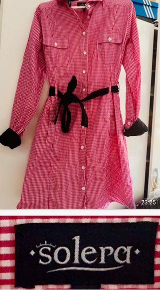 Vestido camisero Solera cuadros rojo vichi
