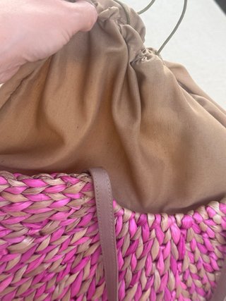 Bolso Rafia Capazo Playa Beige y Rosa