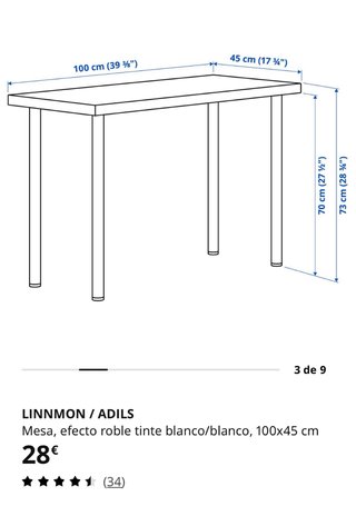 Mesa escritorio LINNMON / ADILS Ikea. 3 unidades.