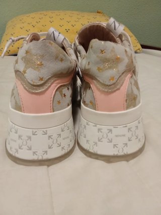 Zapatos Nemonc Mujer Estrellas Doradas Blancas
