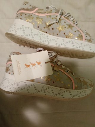 Zapatos Nemonc Mujer Estrellas Doradas Blancas