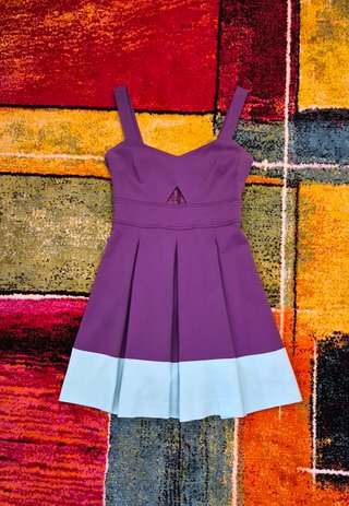 Vestito corto svasato, senza maniche, viola, Tg.42