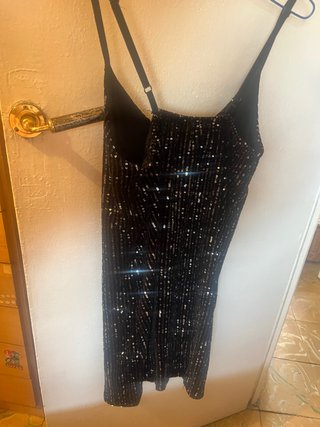 Vestido negro lentejuelas tirantes M