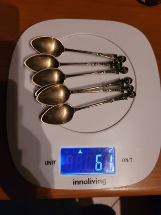 Set 6 Cucchiaini Caffè Tè Argento Massiccio 800