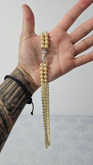 Collar Doble Perlas Broche Plateado