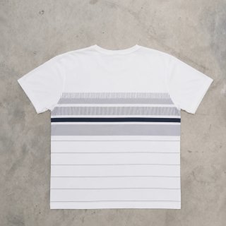 Vintage Nike Striped T-Shirt White Grey Navy SizeL