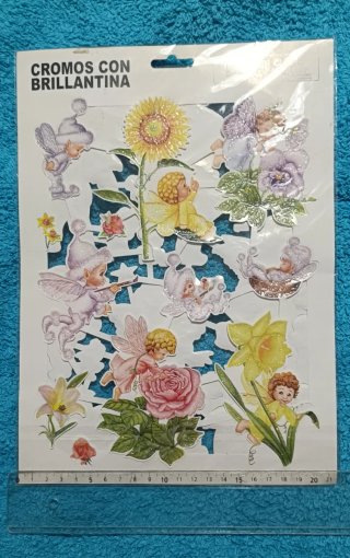 Cromos con brillantina grandes troquelados