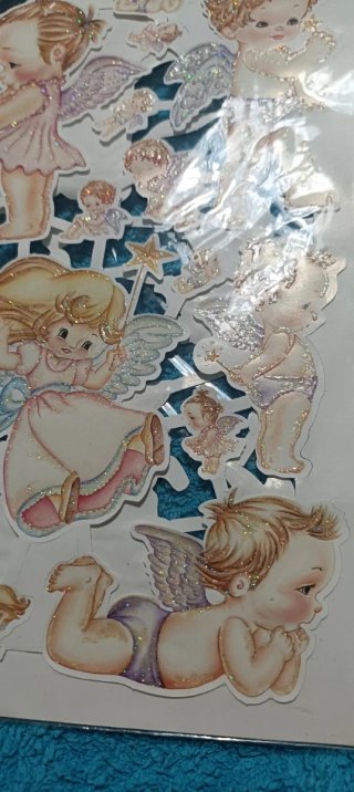 Cromos con brillantina grandes troquelados
