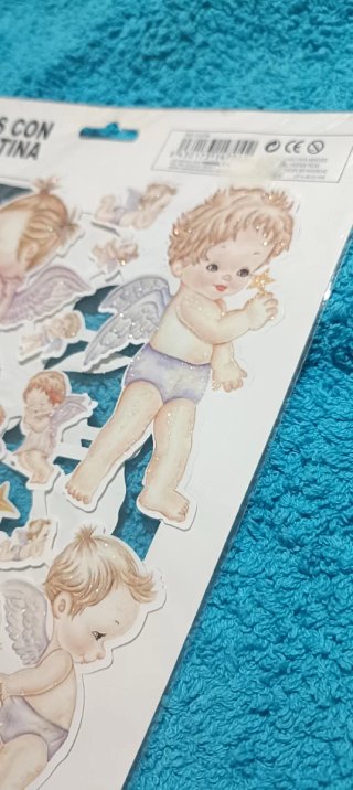 Cromos con brillantina grandes troquelados