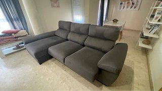 Sofá con chaise longue modular tela gris