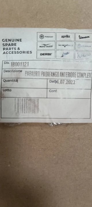 Defensa guardabarros del. Vespa Piaggio