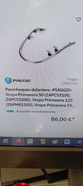 Defensa guardabarros del. Vespa Piaggio
