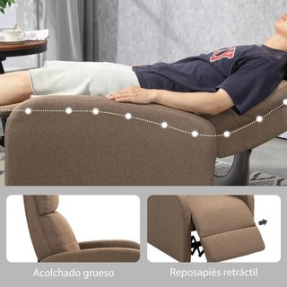 Sillón Reclinable Manual 155o Marrón 150kg Sofá