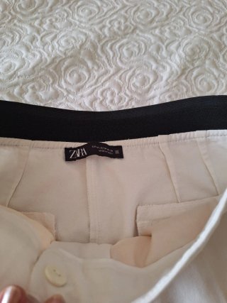 Pantalón Zara Mujer Talla 38 Blanco