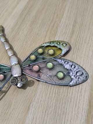 Libélula Mediana Decorativa Metal y Vidrio