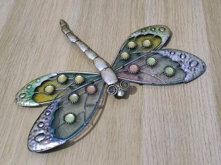 Libélula Mediana Decorativa Metal y Vidrio