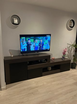 Mueble TV madera y cristal