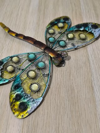 Libélula Mediana Decoración Metal y Vidrio
