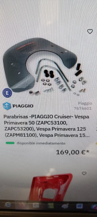 Pantalla Vespa Scooter Piaggio
