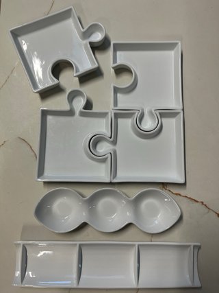 Bandejas de cerámica con forma de puzzle