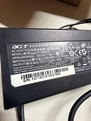 Cargador AC Adaptador Acer 19V 3.42A 65W