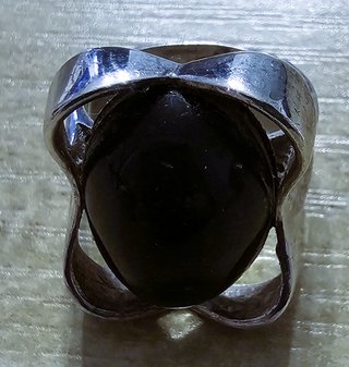 Anillo Plata Piedra Negra Ovalada
