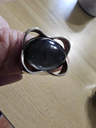 Anillo Plata Piedra Negra Ovalada