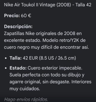 Zapatillas Nike Air Toukol Talla 42 Cuero