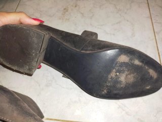 Ballerine con tacco da donna color grigio