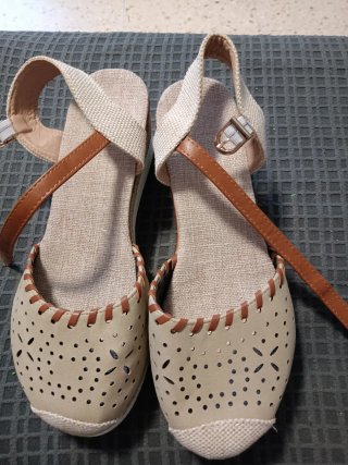 Sandalias cuña verano beige/marrón T39