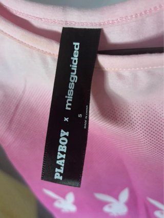 Top Playboy x Missguided Rosa Degradado