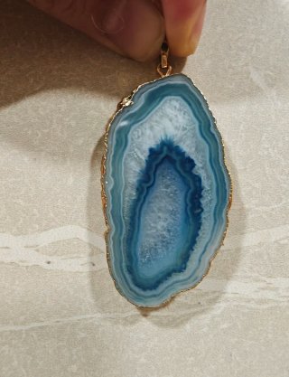 Colgante Ágata Azul y Blanco