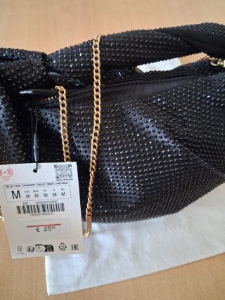 Bolso Zara negro apliques brillantes