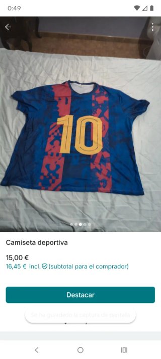 Camiseta deportiva con número 10
