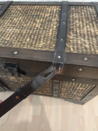 Baúl decorativo mimbre y madera